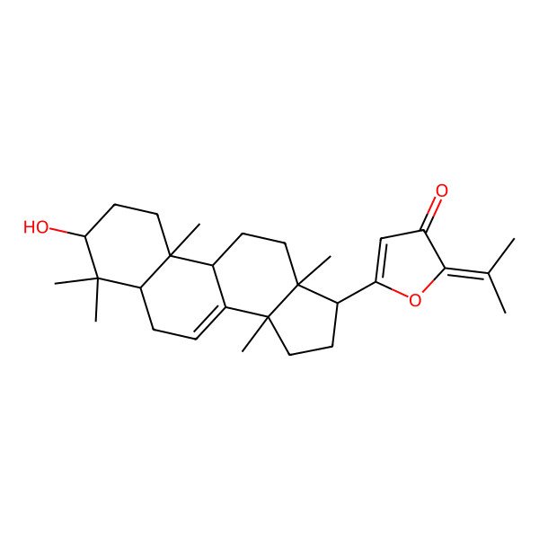 2D Structure of 5-[(3R,5R,9R,10R,13S,14S,17R)-3-hydroxy-4,4,10,13,14-pentamethyl-2,3,5,6,9,11,12,15,16,17-decahydro-1H-cyclopenta[a]phenanthren-17-yl]-2-propan-2-ylidenefuran-3-one