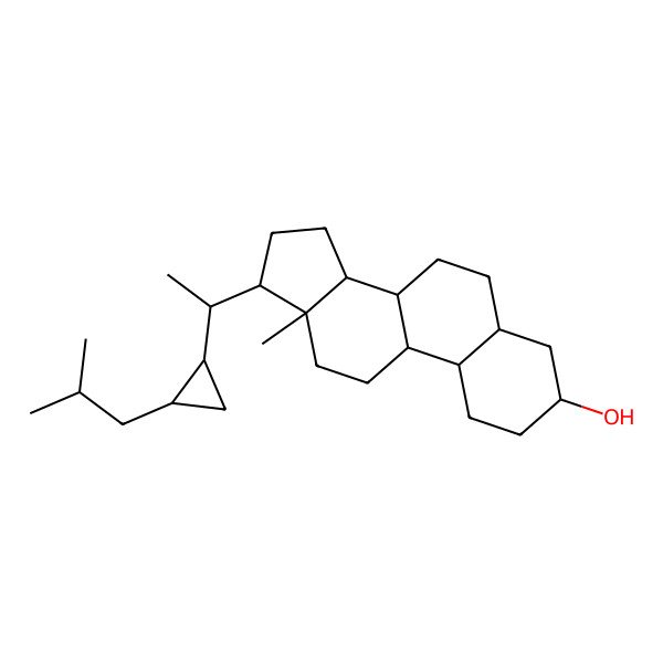 2D Structure of 13-Methyl-17-[1-[2-(2-methylpropyl)cyclopropyl]ethyl]-1,2,3,4,5,6,7,8,9,10,11,12,14,15,16,17-hexadecahydrocyclopenta[a]phenanthren-3-ol