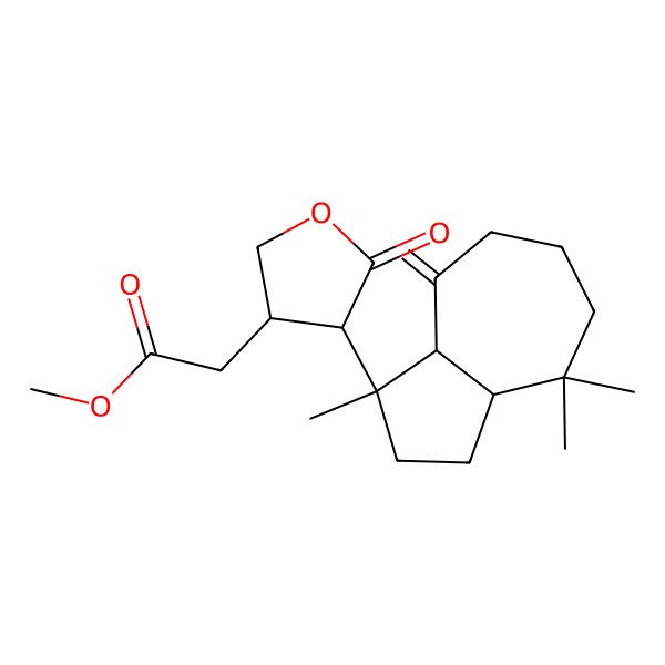 2D Structure of methyl 2-[5-oxo-4-(1,4,4-trimethyl-8-methylidene-3,3a,5,6,7,8a-hexahydro-2H-azulen-1-yl)oxolan-3-yl]acetate