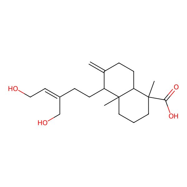 2D Structure of (1S,4aS,5R,8aS)-5-[(Z)-5-hydroxy-3-(hydroxymethyl)pent-3-enyl]-1,4a-dimethyl-6-methylidene-3,4,5,7,8,8a-hexahydro-2H-naphthalene-1-carboxylic acid