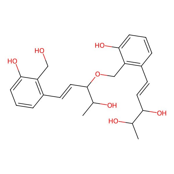 2D Structure of 5-[3-Hydroxy-2-[[4-hydroxy-1-[3-hydroxy-2-(hydroxymethyl)phenyl]pent-1-en-3-yl]oxymethyl]phenyl]pent-4-ene-2,3-diol