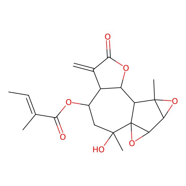 2D Structure of [(1R,2R,4R,5R,9S,10S,11S,13R,14S)-2-hydroxy-2,11-dimethyl-6-methylidene-7-oxo-8,12,15-trioxapentacyclo[8.5.0.01,14.05,9.011,13]pentadecan-4-yl] (Z)-2-methylbut-2-enoate