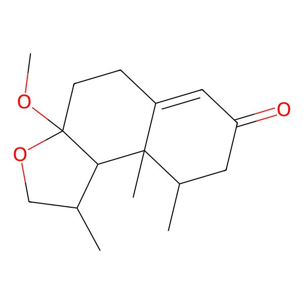 2D Structure of (1S,3aS,9S,9aS,9bR)-3a-methoxy-1,9,9a-trimethyl-2,4,5,8,9,9b-hexahydro-1H-benzo[e][1]benzofuran-7-one