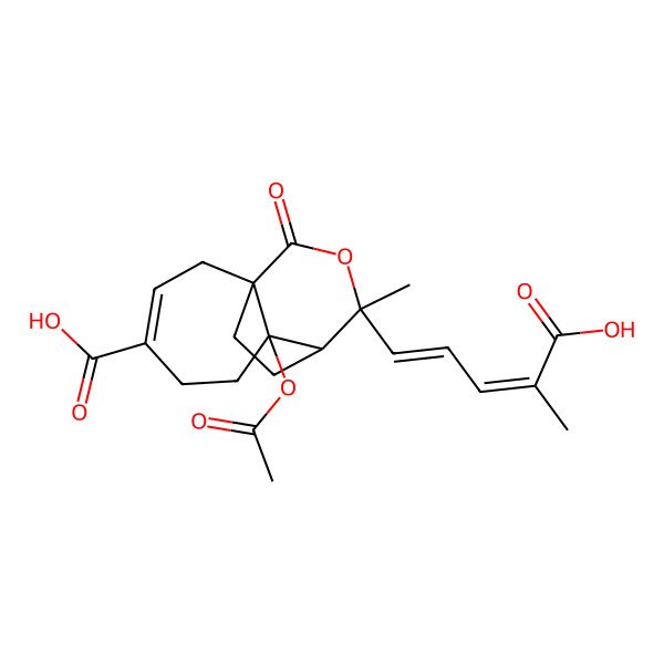 2D Structure of 7-Acetyloxy-9-(4-carboxypenta-1,3-dienyl)-9-methyl-11-oxo-10-oxatricyclo[6.3.2.01,7]tridec-3-ene-4-carboxylic acid