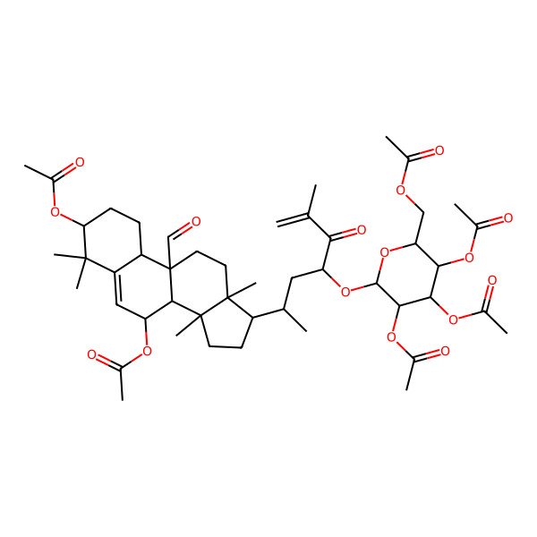 2D Structure of [3,4,5-triacetyloxy-6-[6-(3,7-diacetyloxy-9-formyl-4,4,13,14-tetramethyl-2,3,7,8,10,11,12,15,16,17-decahydro-1H-cyclopenta[a]phenanthren-17-yl)-2-methyl-3-oxohept-1-en-4-yl]oxyoxan-2-yl]methyl acetate