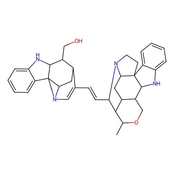 2D Structure of [(1S,9S,10R,11R,17S)-12-[(E)-2-[(4S,12S,13R,16R,17S,18R,20S,21R)-16-methyl-15-oxa-1,11-diazahexacyclo[15.3.1.04,12.04,20.05,10.013,18]henicosa-5,7,9-trien-21-yl]ethenyl]-8,14-diazapentacyclo[9.5.2.01,9.02,7.014,17]octadeca-2,4,6,12-tetraen-10-yl]methanol
