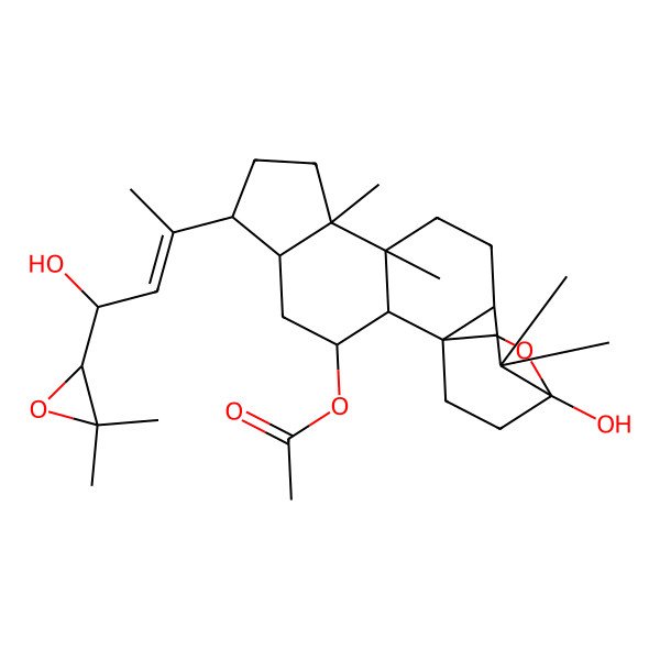 2D Structure of [(1R,2S,3R,5R,6S,9R,10R,13R,15S)-6-[(E,4S)-4-[(2R)-3,3-dimethyloxiran-2-yl]-4-hydroxybut-2-en-2-yl]-15-hydroxy-9,10,14,14-tetramethyl-16-oxapentacyclo[13.2.2.01,13.02,10.05,9]nonadecan-3-yl] acetate