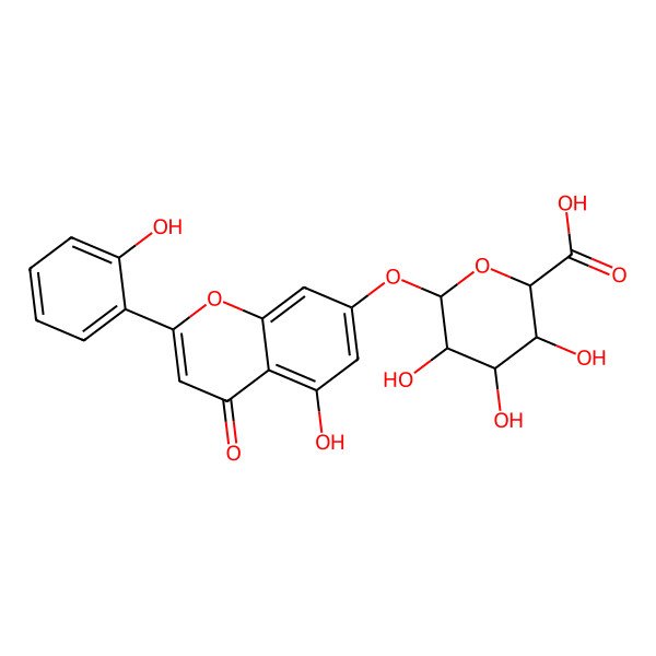 2D Structure of (2S,3S,4S,5R,6S)-3,4,5-trihydroxy-6-[5-hydroxy-2-(2-hydroxyphenyl)-4-oxochromen-7-yl]oxyoxane-2-carboxylic acid