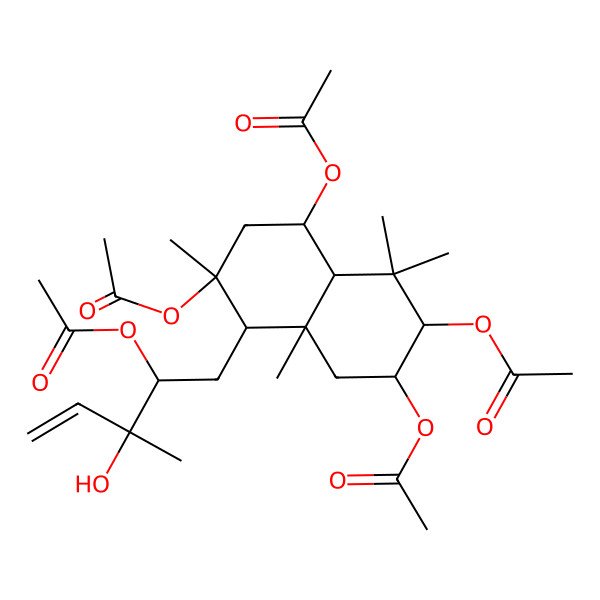 2D Structure of [(2R,3S,4aR,5R,7R,8R,8aS)-3,5,7-triacetyloxy-8-[(2R,3R)-2-acetyloxy-3-hydroxy-3-methylpent-4-enyl]-4,4,7,8a-tetramethyl-2,3,4a,5,6,8-hexahydro-1H-naphthalen-2-yl] acetate