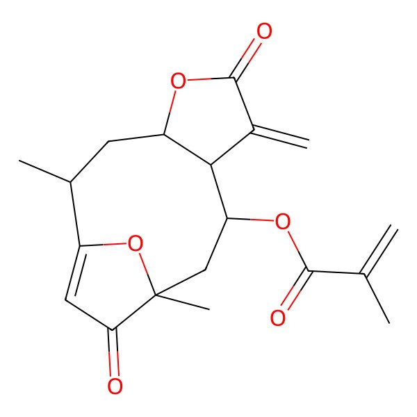 2D Structure of [(2R,4R,8R,9R,11R)-2,11-dimethyl-7-methylidene-6,12-dioxo-5,14-dioxatricyclo[9.2.1.04,8]tetradec-1(13)-en-9-yl] 2-methylprop-2-enoate