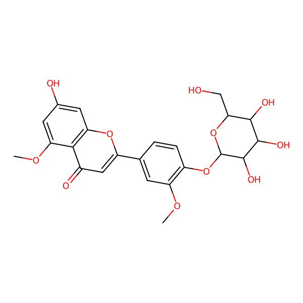2D Structure of 7-Hydroxy-5-methoxy-2-[3-methoxy-4-[3,4,5-trihydroxy-6-(hydroxymethyl)oxan-2-yl]oxyphenyl]chromen-4-one