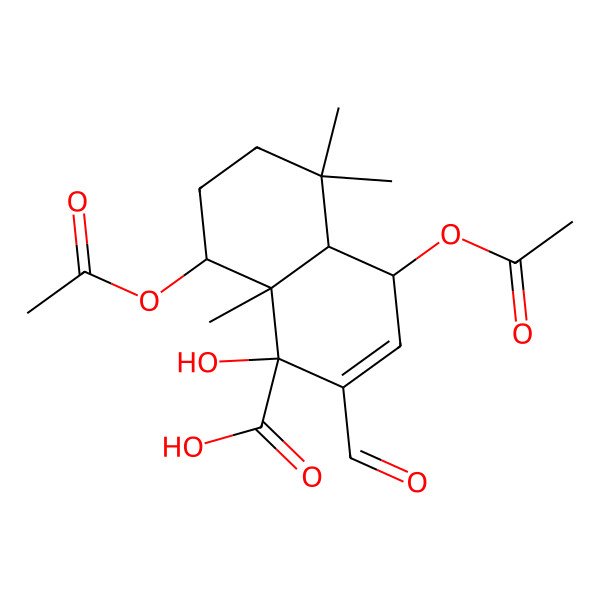 2D Structure of (1S,4R,4aS,8R,8aR)-4,8-diacetyloxy-2-formyl-1-hydroxy-5,5,8a-trimethyl-4a,6,7,8-tetrahydro-4H-naphthalene-1-carboxylic acid 2D Structure of (1S,4R,4aS,8R,8aR)-4,8-diacetyloxy-2-formyl-1-hydroxy-5,5,8a-trimethyl-4a,6,7,8-tetrahydro-4H-naphthalene-1-carboxylic acid