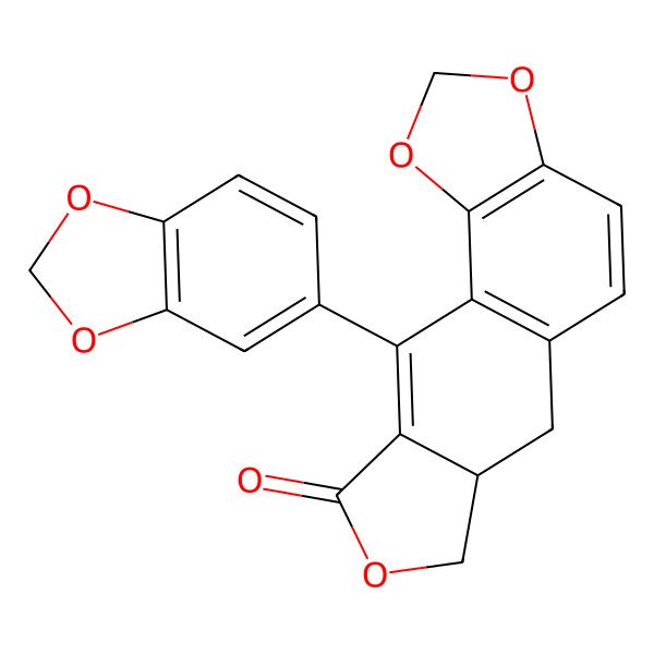 2D Structure of (6aR)-10-(1,3-benzodioxol-5-yl)-6a,7-dihydro-6H-[2]benzofuro[5,6-g][1,3]benzodioxol-9-one