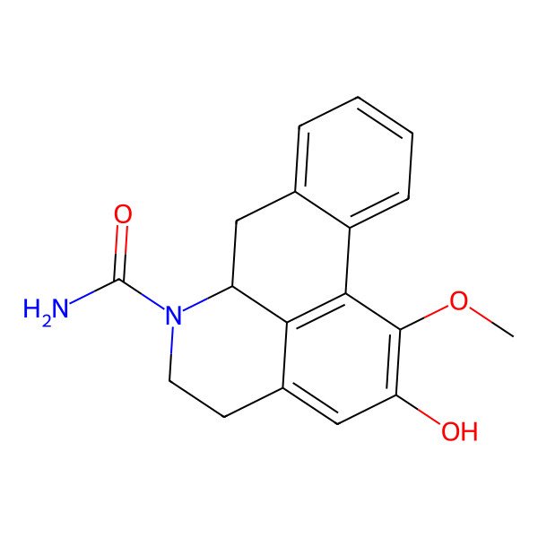 2D Structure of (6aR)-2-hydroxy-1-methoxy-5,6,6a,7-tetrahydro-4H-dibenzo[de,g]quinoline-6-carboxamide