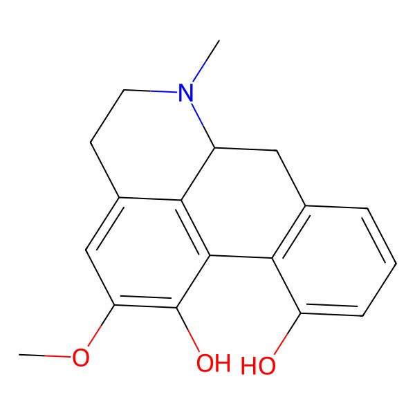 2D Structure of (6aR)-2-methoxy-6-methyl-5,6,6a,7-tetrahydro-4H-dibenzo[de,g]quinoline-1,11-diol