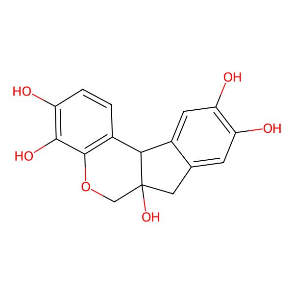2D Structure of (6aR)-7,11b-dihydro-6H-indeno[2,1-c]chromene-3,4,6a,9,10-pentol