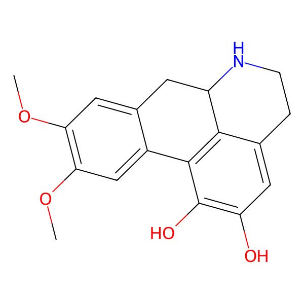 2D Structure of (6aR)-9,10-dimethoxy-5,6,6a,7-tetrahydro-4H-dibenzo[de,g]quinoline-1,2-diol