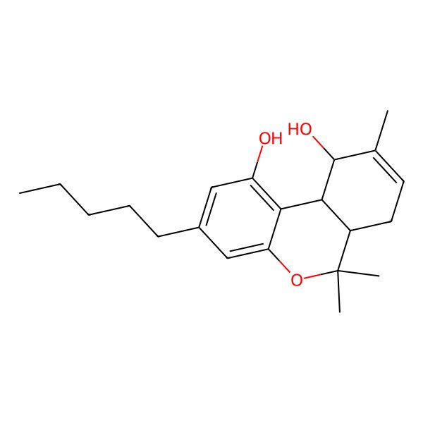 2D Structure of (6aR,10S,10aR)-6,6,9-trimethyl-3-pentyl-6a,7,10,10a-tetrahydrobenzo[c]chromene-1,10-diol