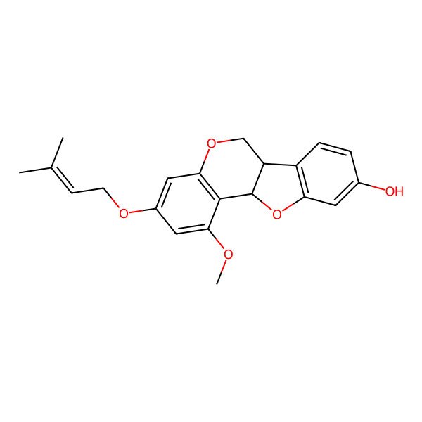 2D Structure of (6aR,11aR)-1-methoxy-3-(3-methylbut-2-enoxy)-6a,11a-dihydro-6H-[1]benzofuro[3,2-c]chromen-9-ol