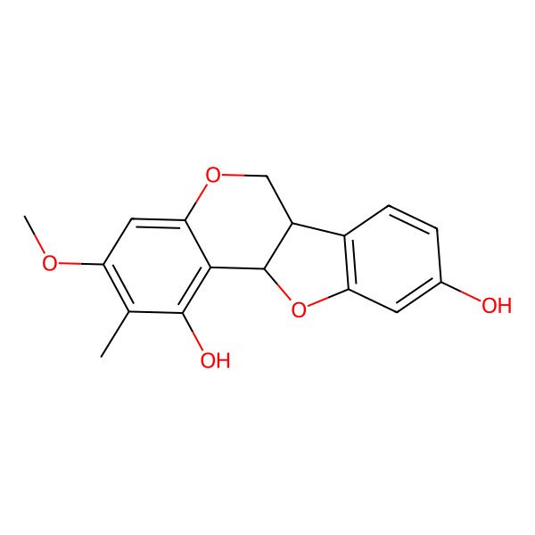 2D Structure of (6aR,11aR)-3-methoxy-2-methyl-6a,11a-dihydro-6H-[1]benzofuro[3,2-c]chromene-1,9-diol