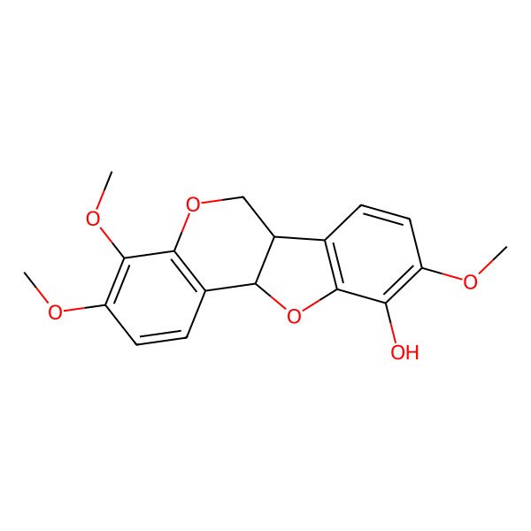 2D Structure of (6aR,11aR)-3,4,9-trimethoxy-6a,11a-dihydro-6H-[1]benzofuro[3,2-c]chromen-10-ol