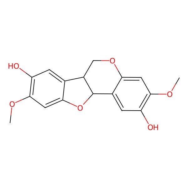 2D Structure of (6aR,11aR)-3,9-dimethoxy-6a,11a-dihydro-6H-[1]benzofuro[3,2-c]chromene-2,8-diol