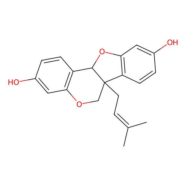 2D Structure of (6aR,11aR)-6a-(3-methylbut-2-enyl)-6,11a-dihydro-[1]benzofuro[3,2-c]chromene-3,9-diol