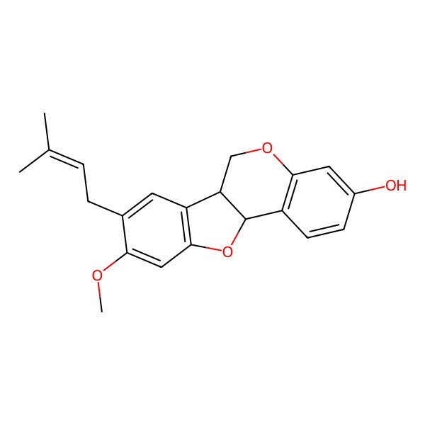 2D Structure of (6aR,11aR)-9-methoxy-8-(3-methylbut-2-enyl)-6a,11a-dihydro-6H-[1]benzofuro[3,2-c]chromen-3-ol