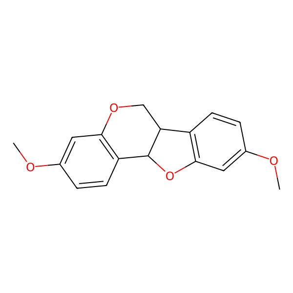 2D Structure of (6aR,11aS)-3,9-dimethoxy-6a,11a-dihydro-6H-[1]benzofuro[3,2-c]chromene