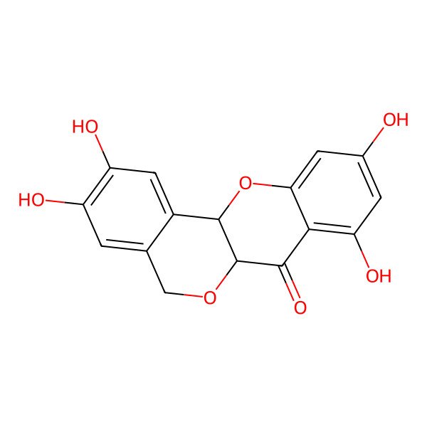 2D Structure of (6aR,12aR)-2,3,8,10-tetrahydroxy-6a,12a-dihydro-5H-isochromeno[4,3-b]chromen-7-one