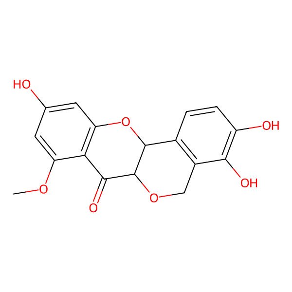 2D Structure of (6aR,12aR)-3,4,10-trihydroxy-8-methoxy-6a,12a-dihydro-5H-isochromeno[4,3-b]chromen-7-one