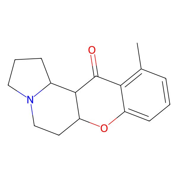 2D Structure of (6aR,12aS,12bS)-11-methyl-1,2,3,5,6,6a,12a,12b-octahydrochromeno[2,3-g]indolizin-12-one