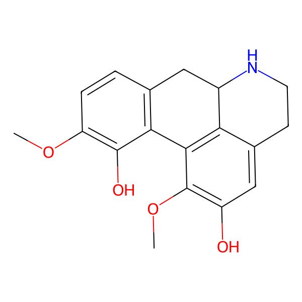 2D Structure of (6aS)-1,10-dimethoxy-5,6,6a,7-tetrahydro-4H-dibenzo[de,g]quinoline-2,11-diol