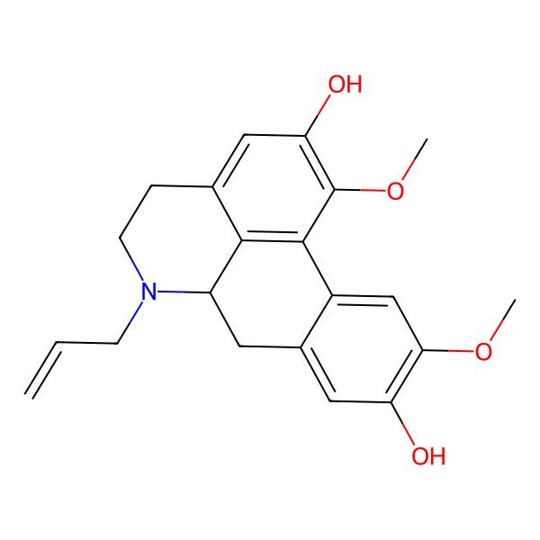 2D Structure of (6aS)-1,10-dimethoxy-6-prop-2-enyl-5,6,6a,7-tetrahydro-4H-dibenzo[de,g]quinoline-2,9-diol