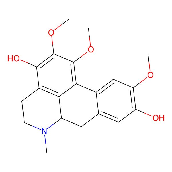 2D Structure of (6aS)-1,2,10-trimethoxy-6-methyl-5,6,6a,7-tetrahydro-4H-dibenzo[de,g]quinoline-3,9-diol