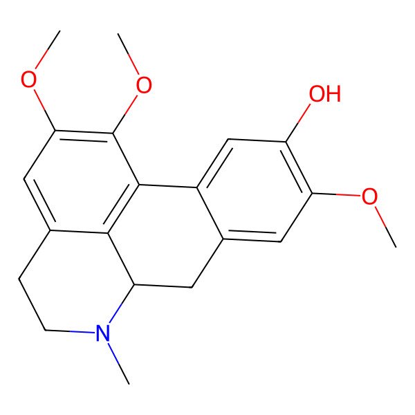 2D Structure of (6aS)-1,2,9-trimethoxy-6-methyl-5,6,6a,7-tetrahydro-4H-dibenzo[de,g]quinolin-10-ol