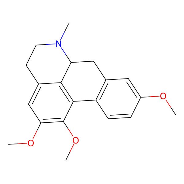 2D Structure of (6aS)-1,2,9-trimethoxy-6-methyl-5,6,6a,7-tetrahydro-4H-dibenzo[de,g]quinoline