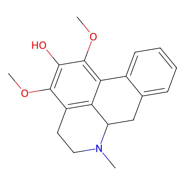 2D Structure of (6aS)-1,3-dimethoxy-6-methyl-5,6,6a,7-tetrahydro-4H-dibenzo[de,g]quinolin-2-ol