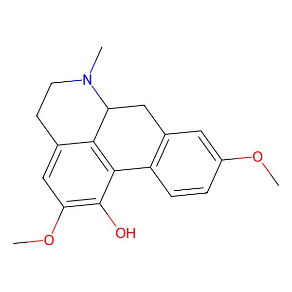 2D Structure of (6aS)-2,9-dimethoxy-6-methyl-5,6,6a,7-tetrahydro-4H-dibenzo[de,g]quinolin-1-ol