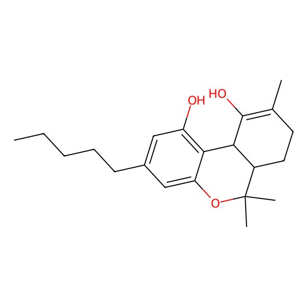 2D Structure of (6aS,10aR)-6,6,9-trimethyl-3-pentyl-6a,7,8,10a-tetrahydrobenzo[c]chromene-1,10-diol