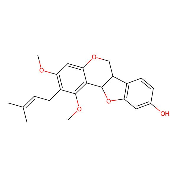 2D Structure of (6aS,11aR)-1,3-dimethoxy-2-(3-methylbut-2-enyl)-6a,11a-dihydro-6H-[1]benzofuro[3,2-c]chromen-9-ol