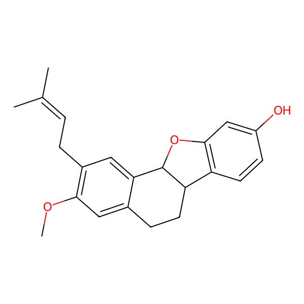 2D Structure of (6aS,11aR)-3-methoxy-2-(3-methylbut-2-enyl)-5,6,6a,11a-tetrahydronaphtho[1,2-b][1]benzofuran-9-ol