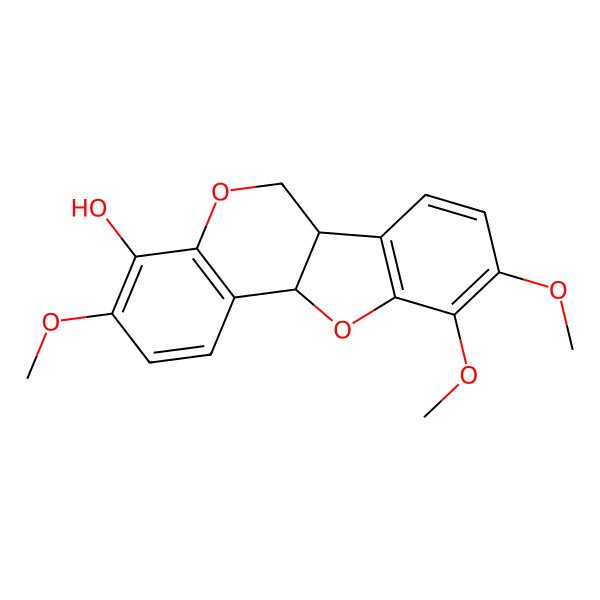 2D Structure of (6aS,11aR)-3,9,10-trimethoxy-6a,11a-dihydro-6H-[1]benzofuro[3,2-c]chromen-4-ol
