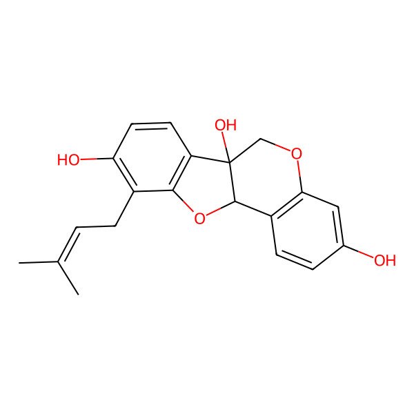 2D Structure of (6aS,11aS)-10-(3-methylbut-2-enyl)-6,11a-dihydro-[1]benzofuro[3,2-c]chromene-3,6a,9-triol