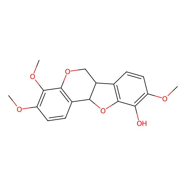2D Structure of (6aS,11aS)-3,4,9-trimethoxy-6a,11a-dihydro-6H-[1]benzofuro[3,2-c]chromen-10-ol