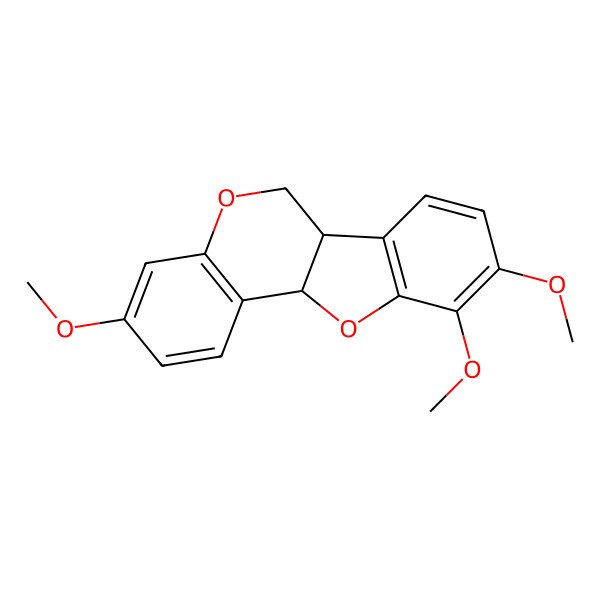 2D Structure of (6aS,11aS)-3,9,10-trimethoxy-6a,11a-dihydro-6H-[1]benzofuro[3,2-c]chromene