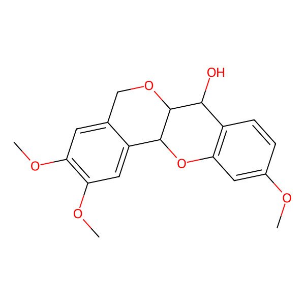 2D Structure of (6aS,7S,12aR)-2,3,10-trimethoxy-5,6a,7,12a-tetrahydroisochromeno[4,3-b]chromen-7-ol