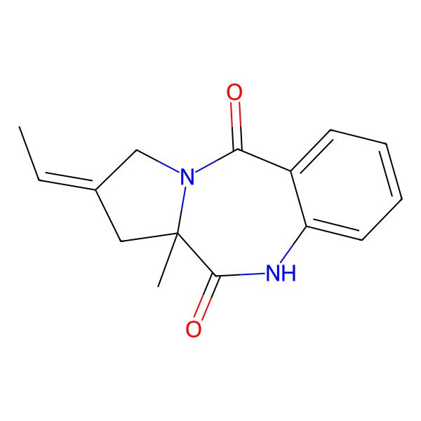 2D Structure of (6aS,8E)-8-ethylidene-6a-methyl-7,9-dihydro-5H-pyrrolo[2,1-c][1,4]benzodiazepine-6,11-dione