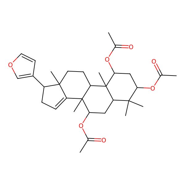 2D Structure of [(1S,3R,5S,7R,8R,9R,10S,13S,17R)-1,3-diacetyloxy-17-(furan-3-yl)-4,4,8,10,13-pentamethyl-2,3,5,6,7,9,11,12,16,17-decahydro-1H-cyclopenta[a]phenanthren-7-yl] acetate
