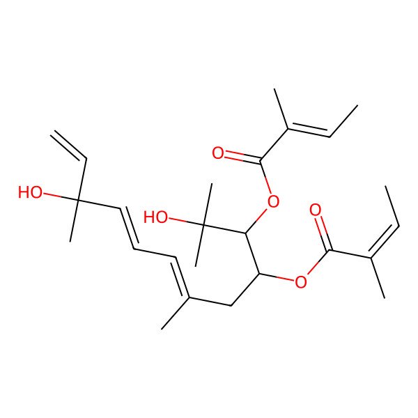 2D Structure of [(3R,4S,6E,8E,10S)-2,10-dihydroxy-2,6,10-trimethyl-3-[(E)-2-methylbut-2-enoyl]oxydodeca-6,8,11-trien-4-yl] (E)-2-methylbut-2-enoate